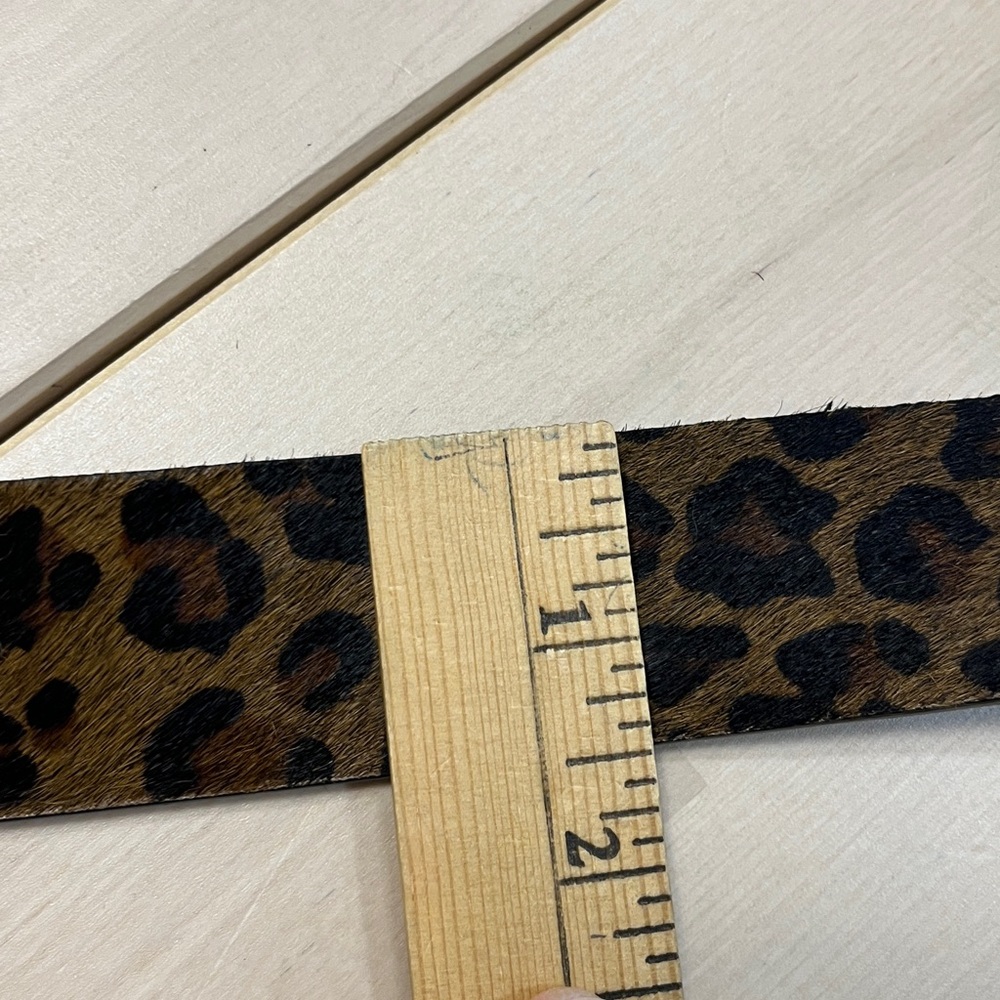 J. Crew Faux Fur Leopard Print Leather Belt w/ Gold Tone Buckle Women’s Medium - Picture 10 of 15